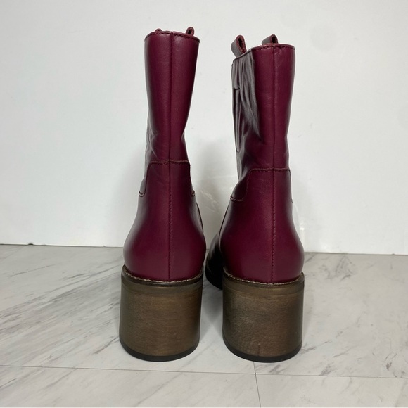 Free People Tabby Mulberry Leather Heeled Bootie 39 1/2 - Picture 3 of 13